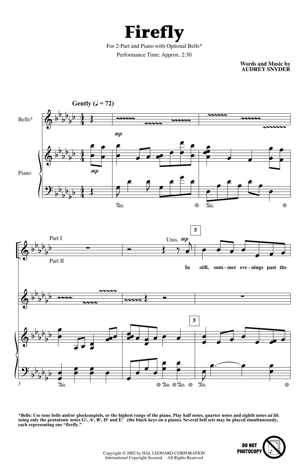 Audrey Snyder Firefly Sheet Music Notes & Chords for 2-Part Choir - Download or Print PDF