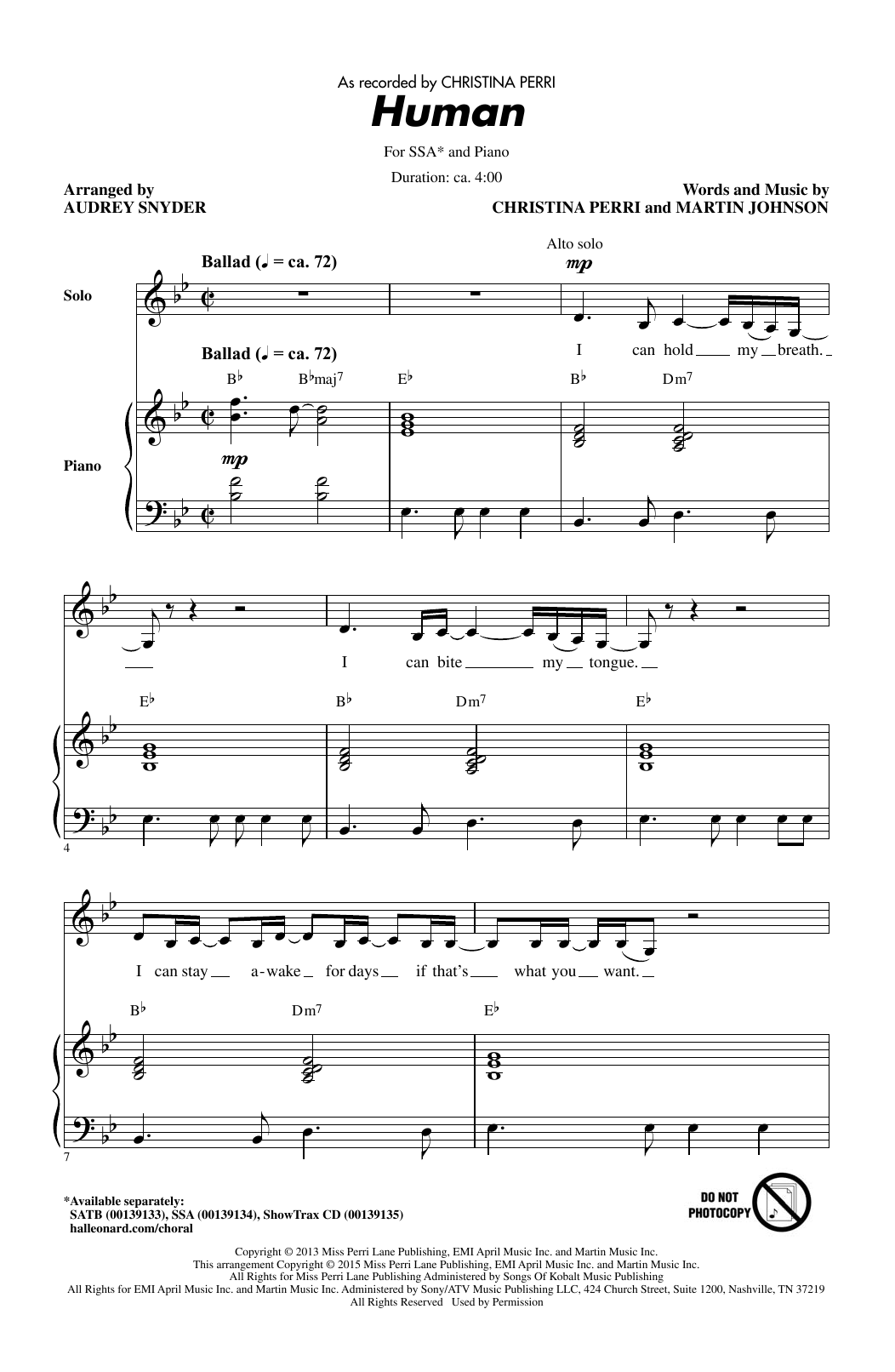 Audrey Snyder Human Sheet Music Notes & Chords for SATB - Download or Print PDF