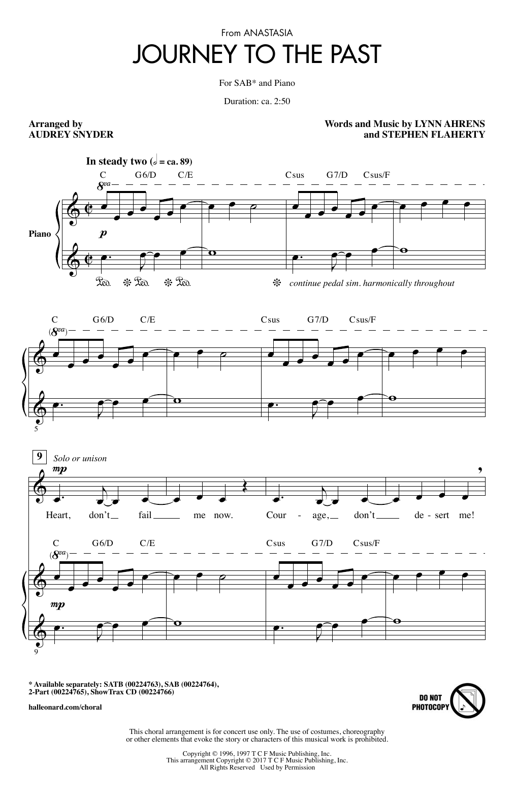 Audrey Snyder Journey To The Past Sheet Music Notes & Chords for SAB - Download or Print PDF