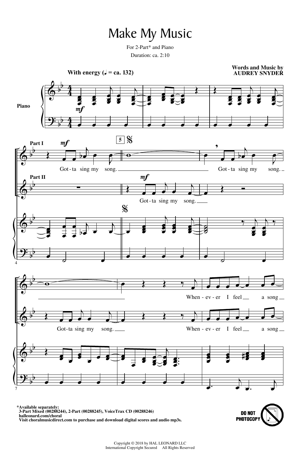 Audrey Snyder Make My Music Sheet Music Notes & Chords for 3-Part Mixed Choir - Download or Print PDF