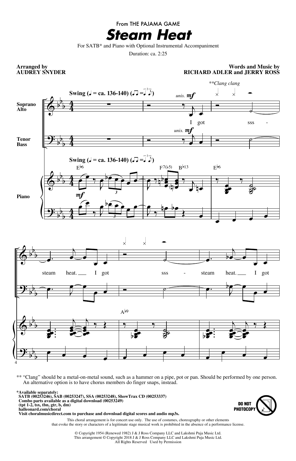 Audrey Snyder Steam Heat Sheet Music Notes & Chords for SAB - Download or Print PDF