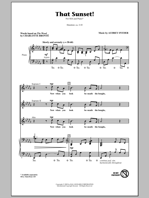 Audrey Snyder That Sunset! Sheet Music Notes & Chords for SSA - Download or Print PDF