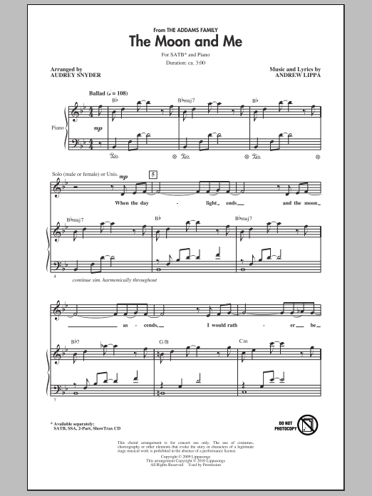 Audrey Snyder The Moon And Me Sheet Music Notes & Chords for 2-Part Choir - Download or Print PDF