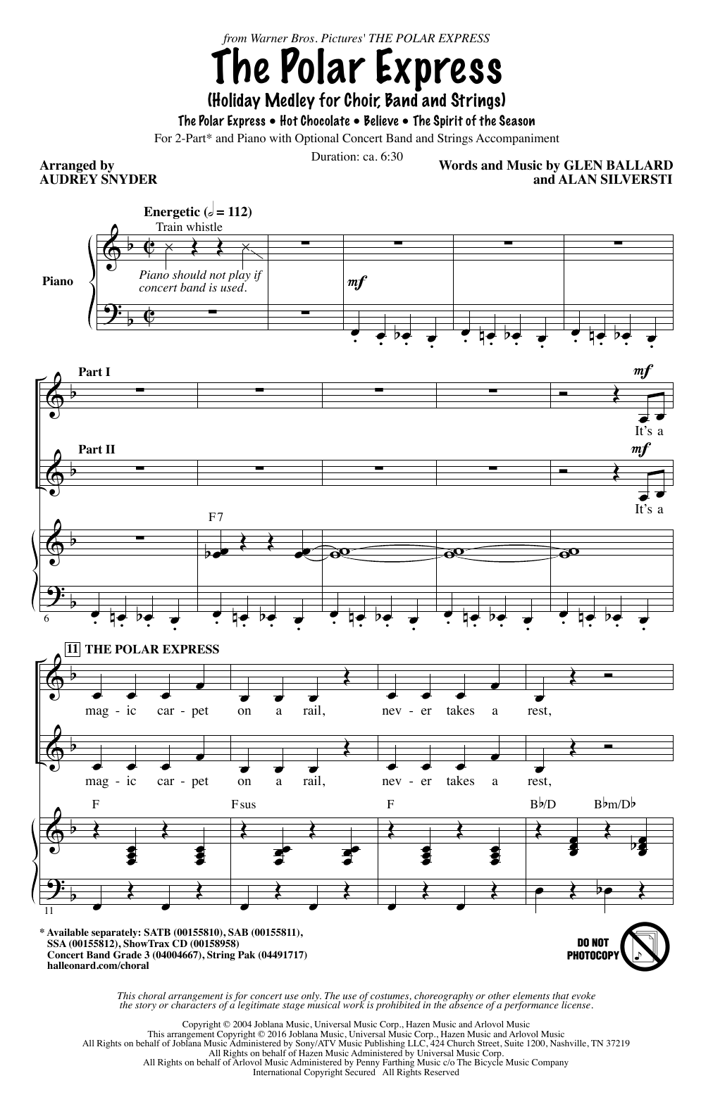 Audrey Snyder The Polar Express (Holiday Medley) Sheet Music Notes & Chords for 2-Part Choir - Download or Print PDF