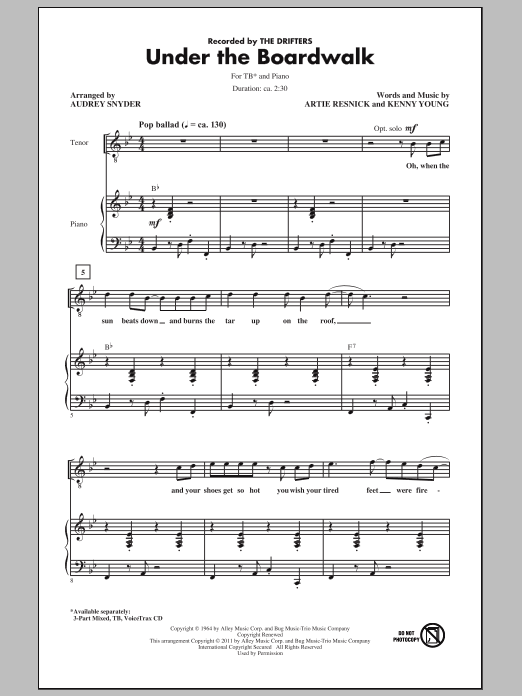 The Drifters Under The Boardwalk (arr. Audrey Snyder) Sheet Music Notes & Chords for TB - Download or Print PDF
