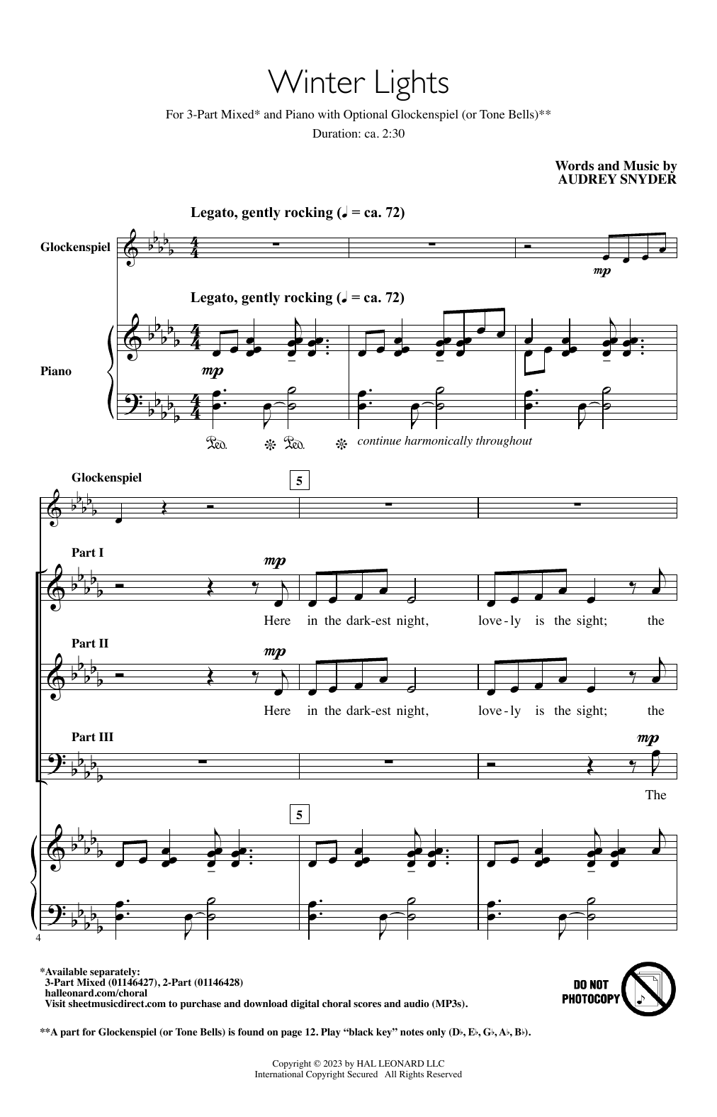 Audrey Snyder Winter Lights Sheet Music Notes & Chords for 3-Part Mixed Choir - Download or Print PDF