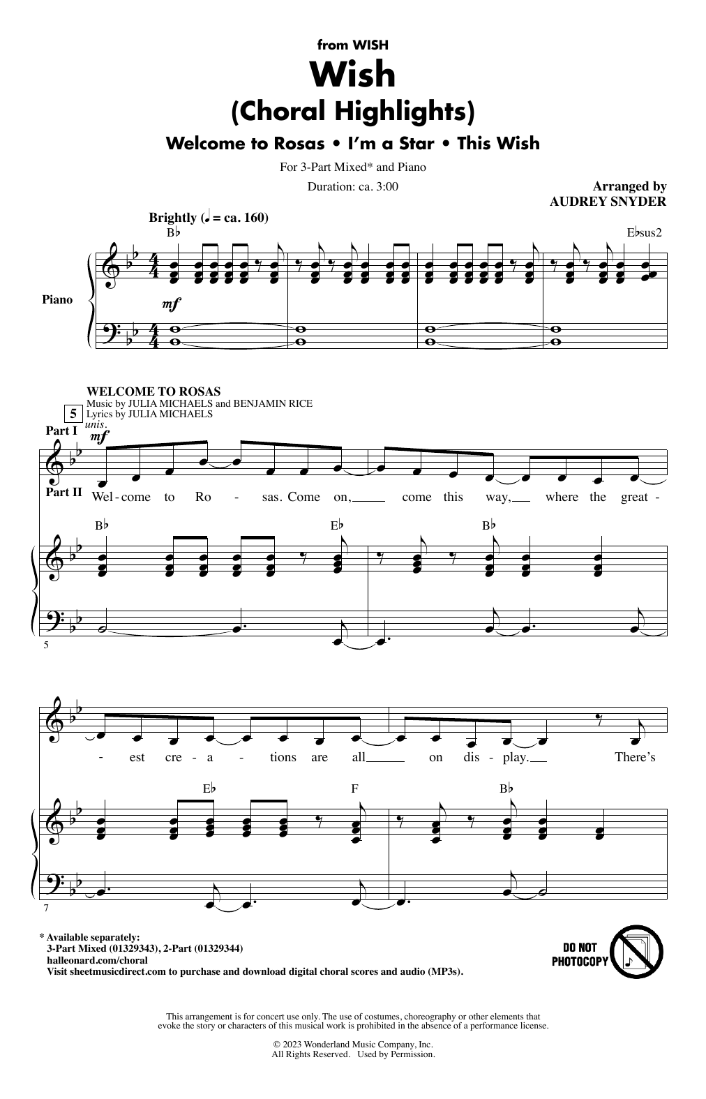 Audrey Snyder Wish (Choral Highlights) Sheet Music Notes & Chords for 2-Part Choir - Download or Print PDF
