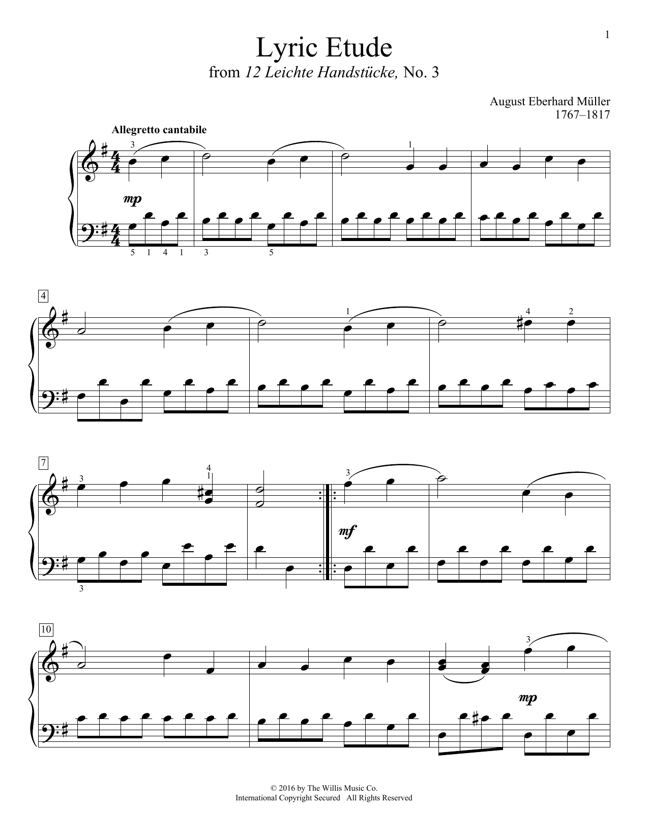 August Eberhard Muller Lyric Etude Sheet Music Notes & Chords for Educational Piano - Download or Print PDF
