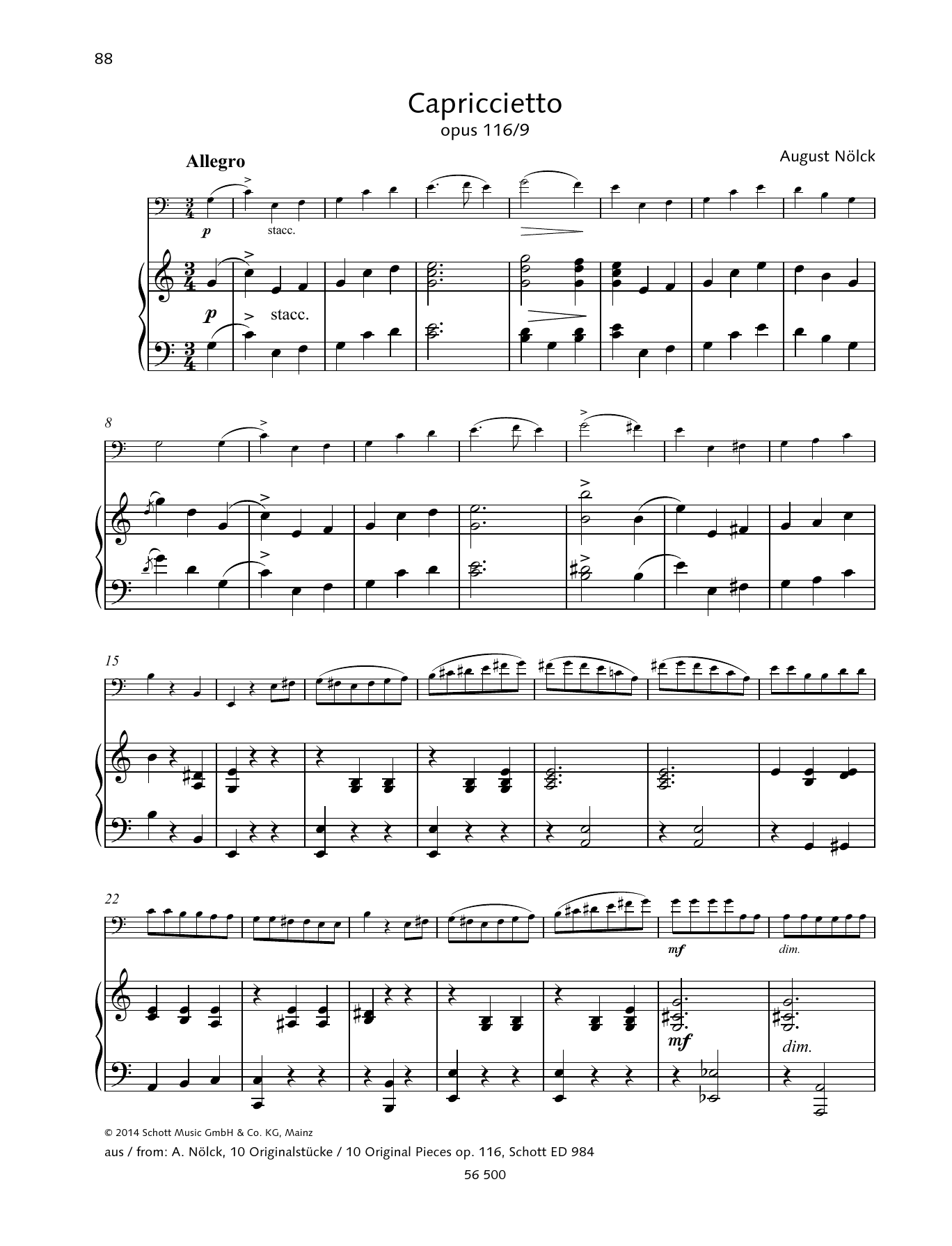 August Nölck Capriccietto Sheet Music Notes & Chords for String Solo - Download or Print PDF