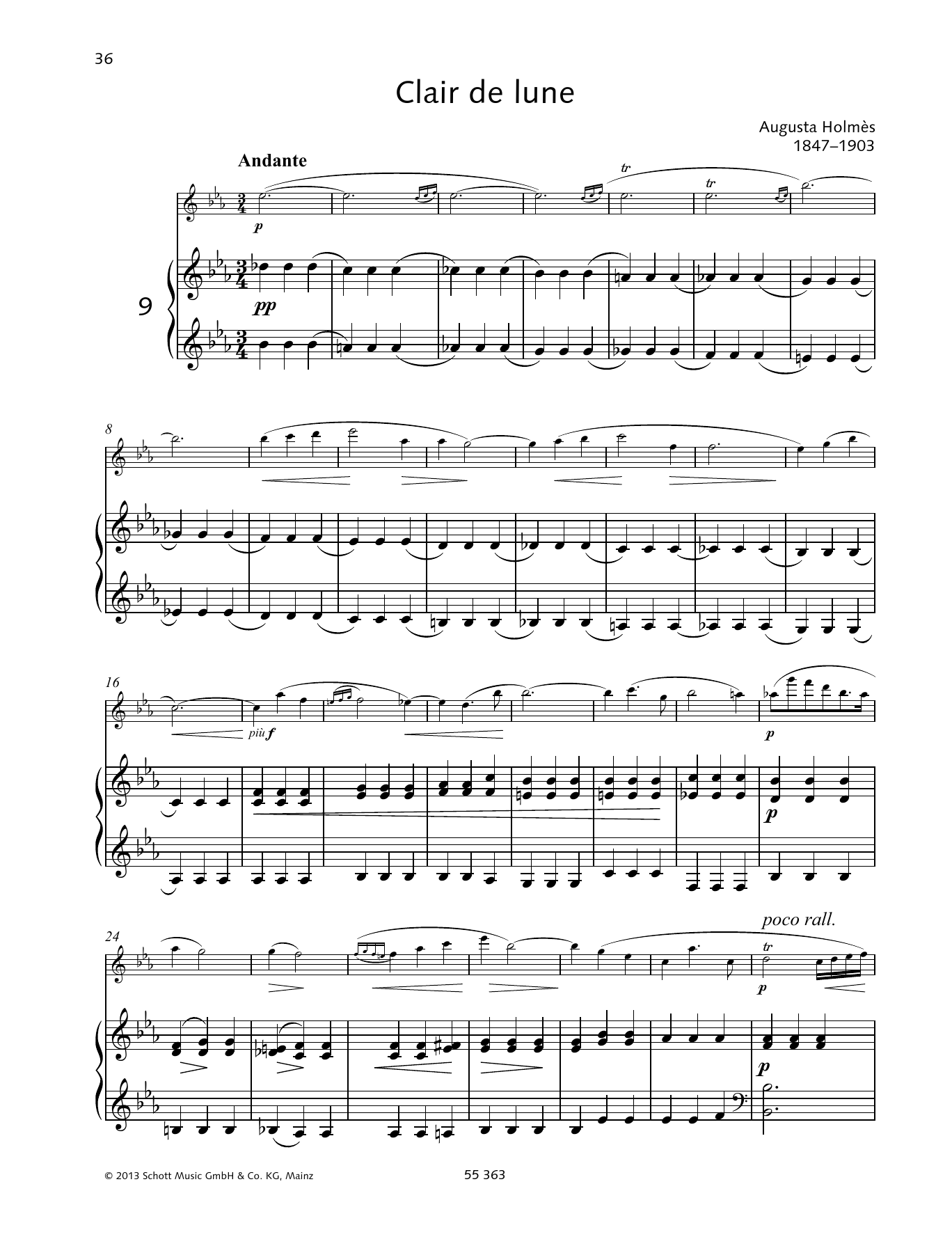 Preview Augusta Holmès Clair de Lune Classical sheet music, notes and chords for Woodwind Solo, SKU: 364084 Clair de Lune sheet music
