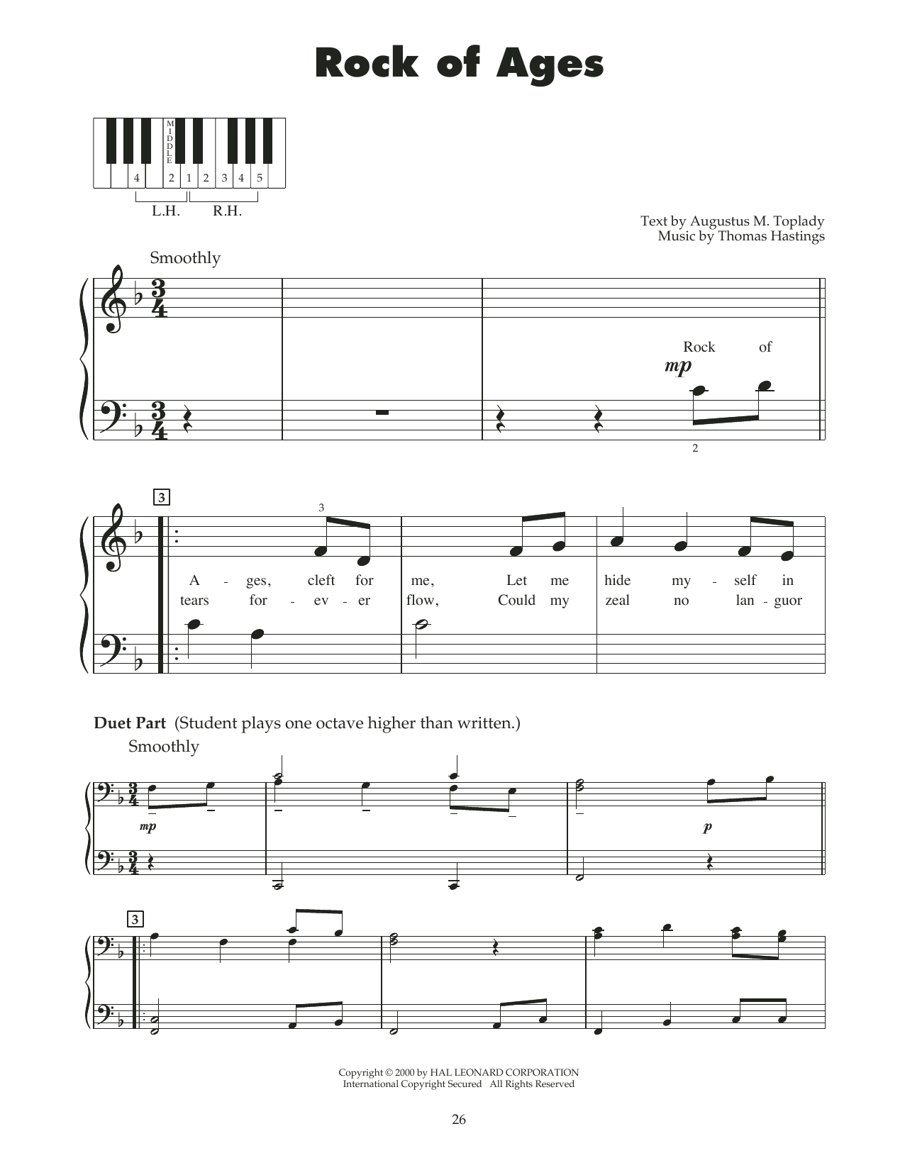 Augustus M. Toplady Rock Of Ages (arr. Carol Klose) Sheet Music Notes & Chords for 5-Finger Piano - Download or Print PDF