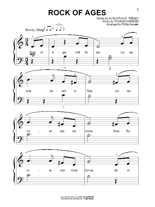 Augustus M. Toplady Rock Of Ages Sheet Music Notes & Chords for Piano (Big Notes) - Download or Print PDF