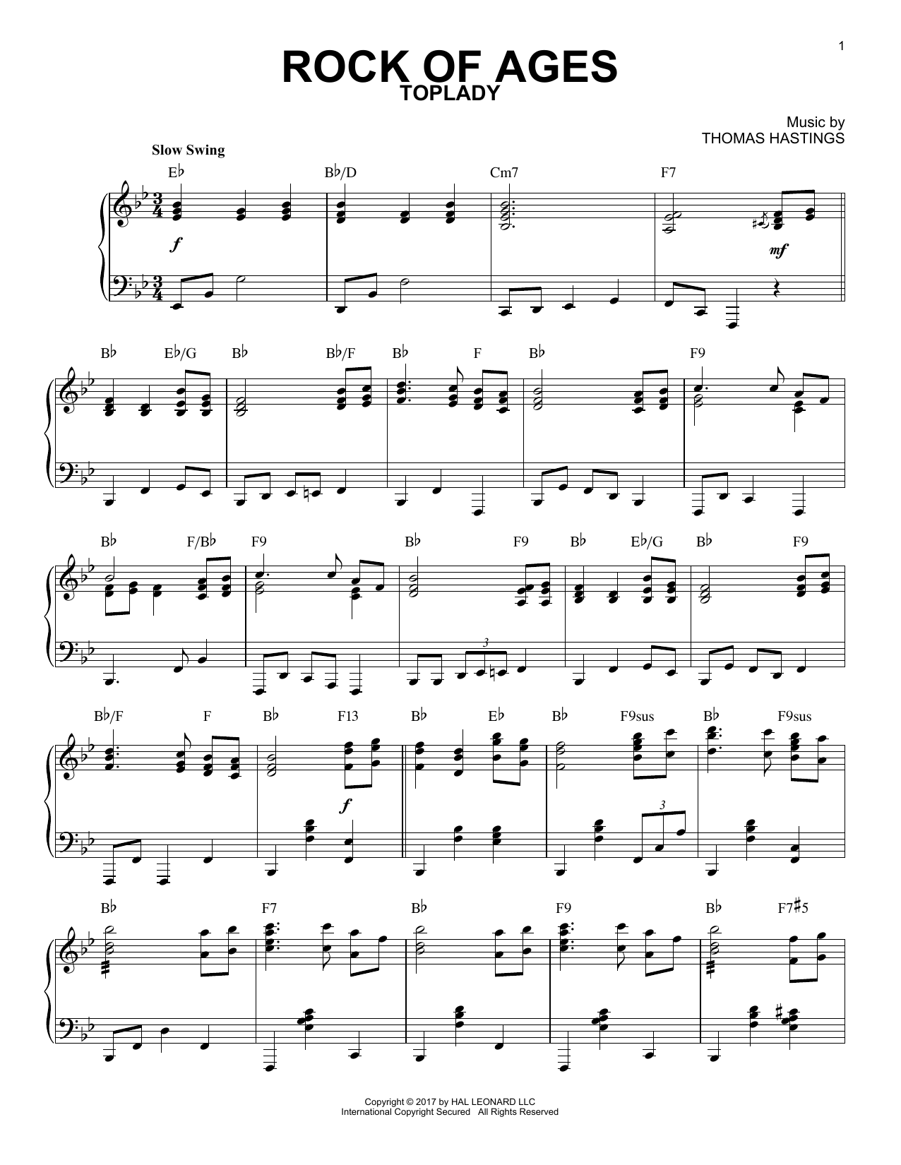 Augustus M. Toplady Rock Of Ages [Jazz version] Sheet Music Notes & Chords for Piano - Download or Print PDF