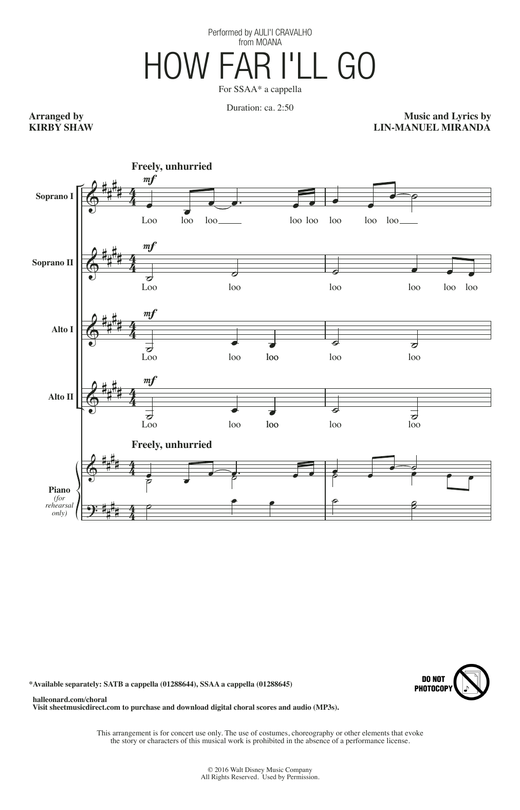 Auliʻi Cravalho How Far I'll Go (from Moana) (arr. Kirby Shaw) Sheet Music Notes & Chords for SATB Choir - Download or Print PDF