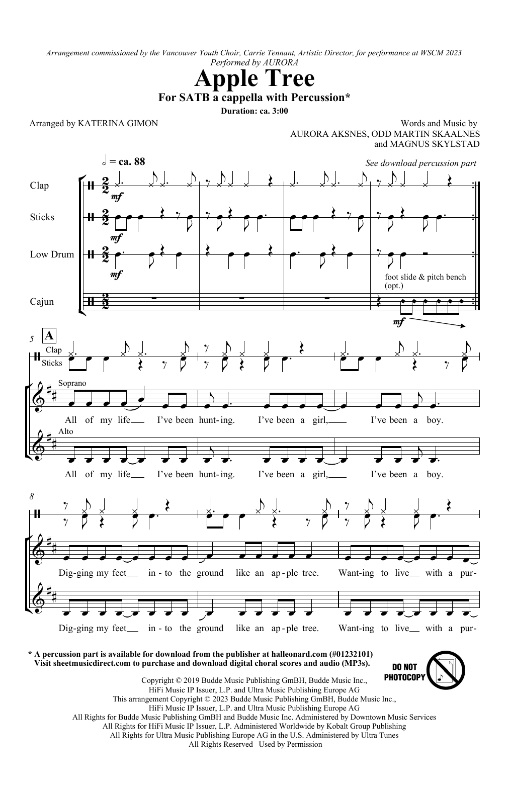 Aurora Apple Tree (arr. Katerina Gimon) Sheet Music Notes & Chords for SSAA Choir - Download or Print PDF