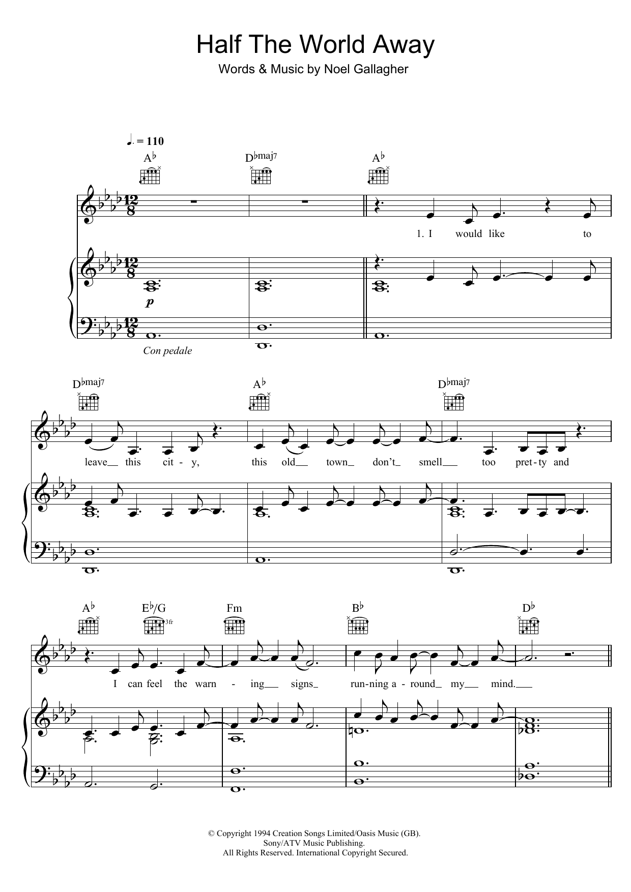 Aurora Half The World Away Sheet Music Notes & Chords for Piano, Vocal & Guitar (Right-Hand Melody) - Download or Print PDF