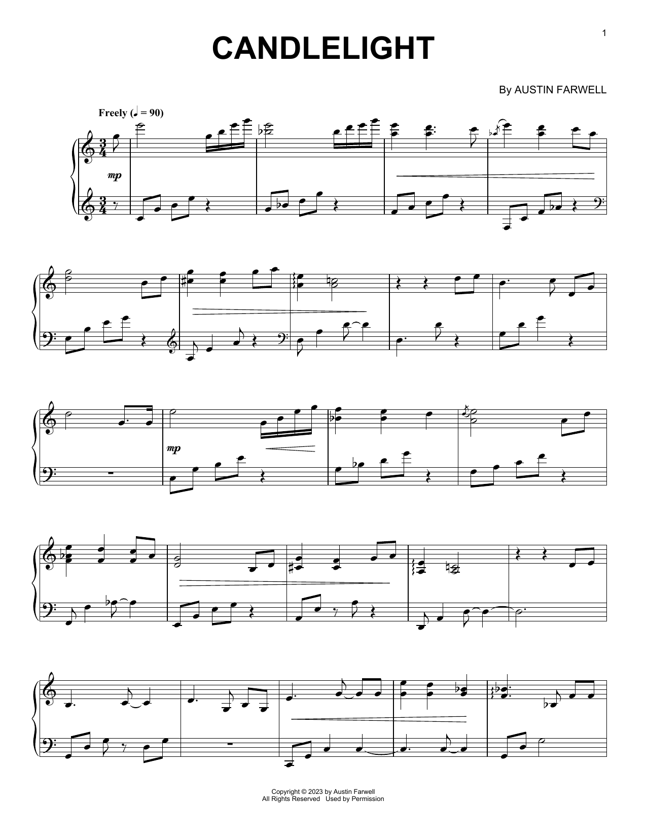 Austin Farwell Candlelight Sheet Music Notes & Chords for Piano Solo - Download or Print PDF