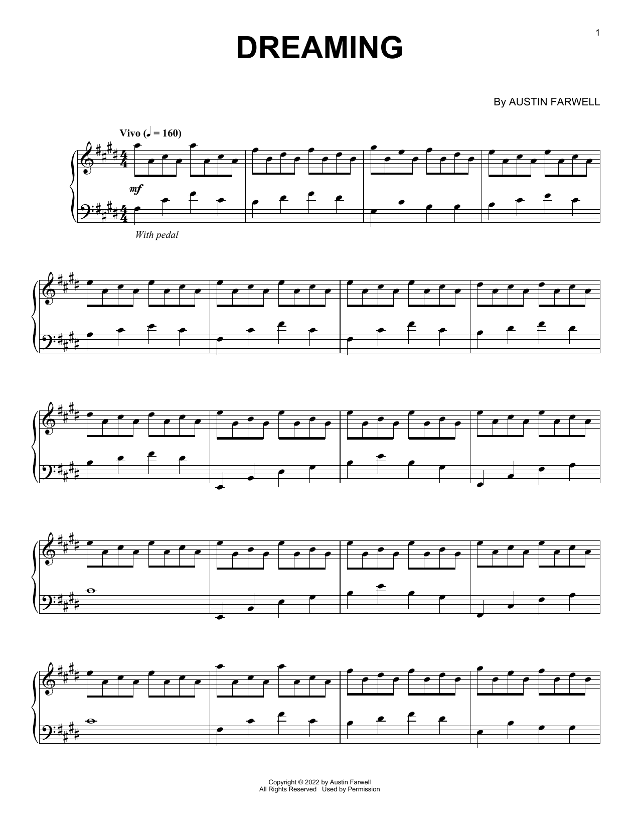 Austin Farwell Dreaming Sheet Music Notes & Chords for Piano Solo - Download or Print PDF