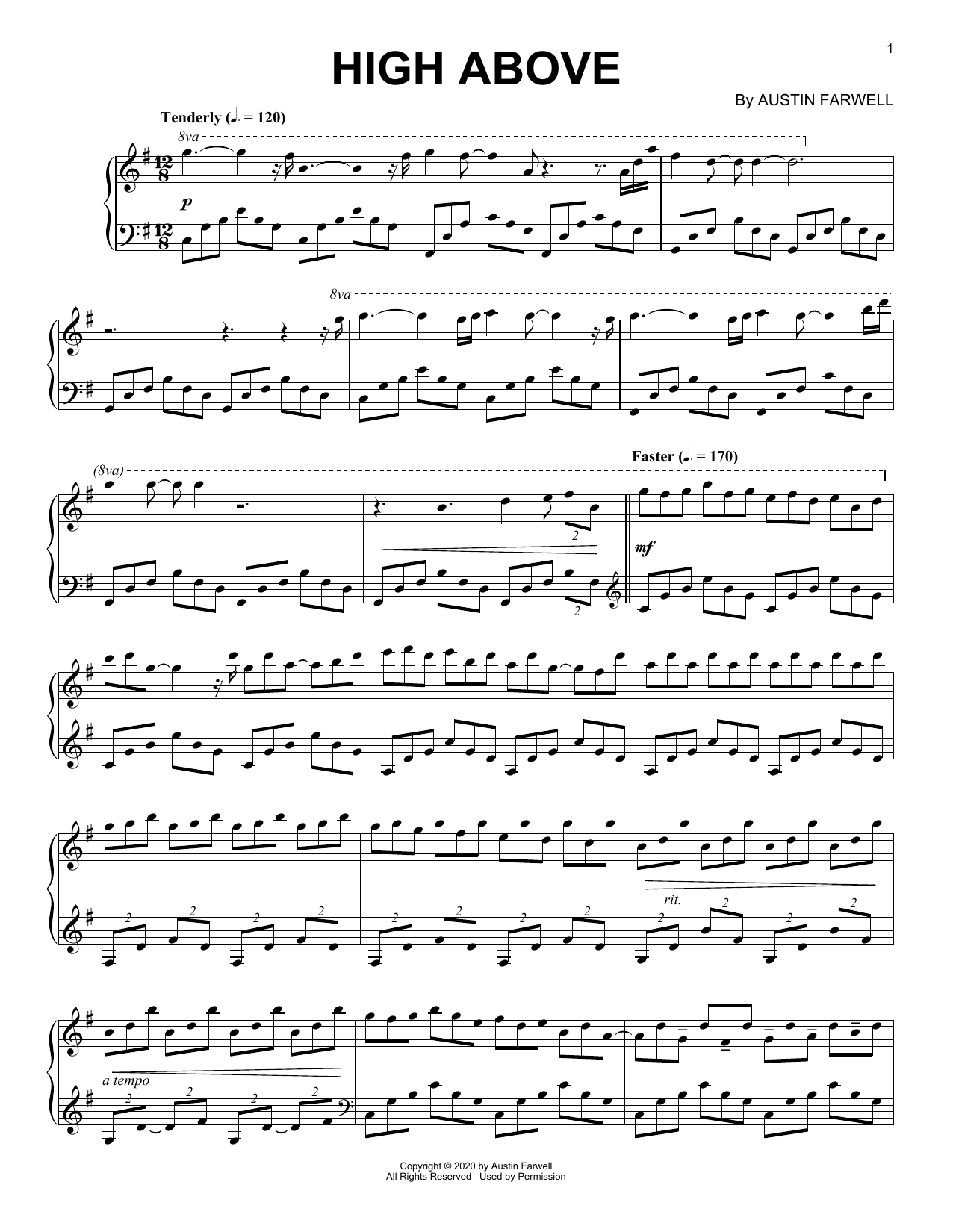 Austin Farwell High Above Sheet Music Notes & Chords for Piano Solo - Download or Print PDF