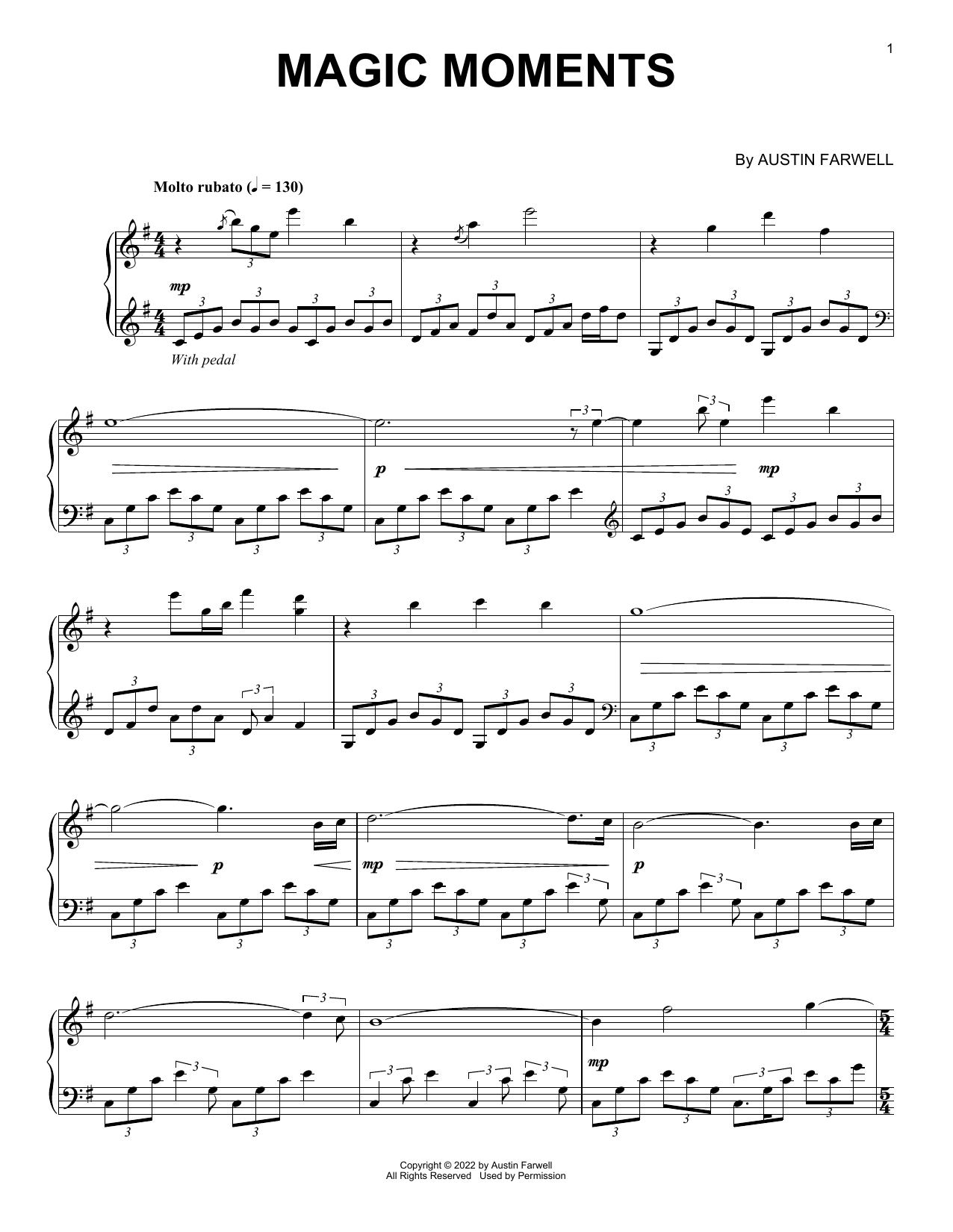 Austin Farwell Magic Moments Sheet Music Notes & Chords for Piano Solo - Download or Print PDF