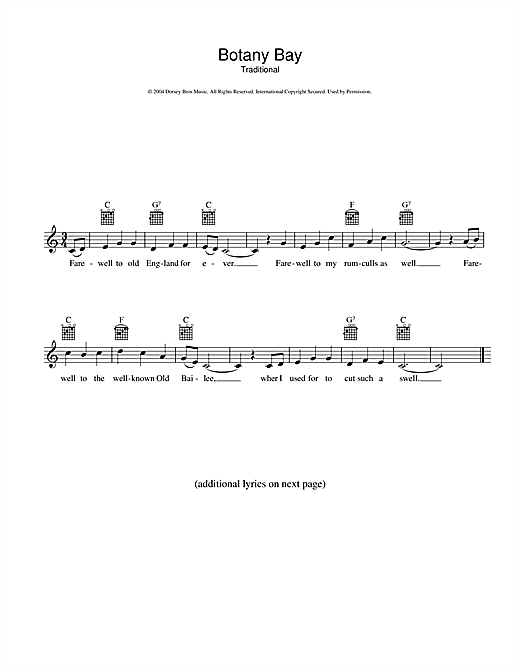 Preview Australian Folksong Botany Bay Folk sheet music, notes and chords for Piano (Big Notes), SKU: 68339 Botany Bay sheet music