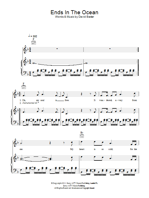 Avalanche City Ends In The Ocean Sheet Music Notes & Chords for Piano, Vocal & Guitar (Right-Hand Melody) - Download or Print PDF