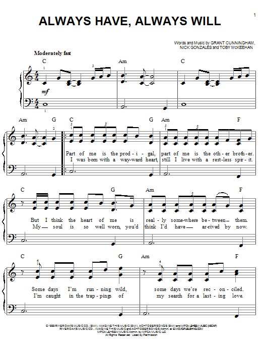 Avalon Always Have, Always Will Sheet Music Notes & Chords for Piano, Vocal & Guitar Chords (Right-Hand Melody) - Download or Print PDF