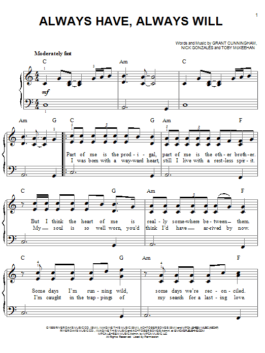 Avalon Always Have, Always Will Sheet Music Notes & Chords for Lyrics & Chords - Download or Print PDF