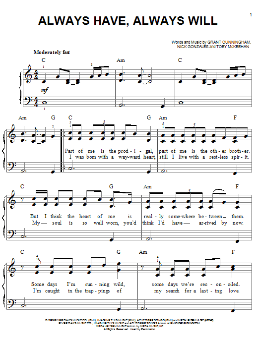 Preview Avalon Always Have, Always Will Pop sheet music, notes and chords for Easy Guitar, SKU: 59432 Always Have, Always Will sheet music