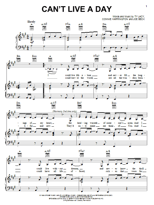 Avalon Can't Live A Day Sheet Music Notes & Chords for Piano, Vocal & Guitar (Right-Hand Melody) - Download or Print PDF