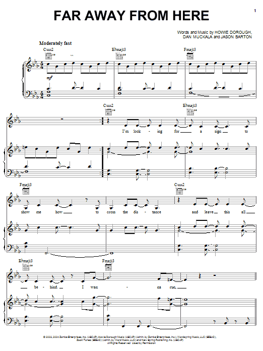 Avalon Far Away From Here Sheet Music Notes & Chords for Piano, Vocal & Guitar (Right-Hand Melody) - Download or Print PDF
