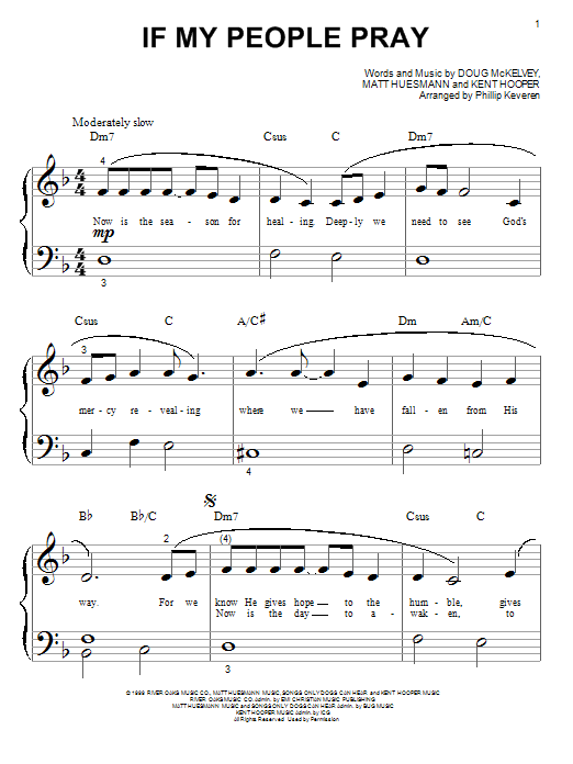 Avalon If My People Pray Sheet Music Notes & Chords for Piano (Big Notes) - Download or Print PDF