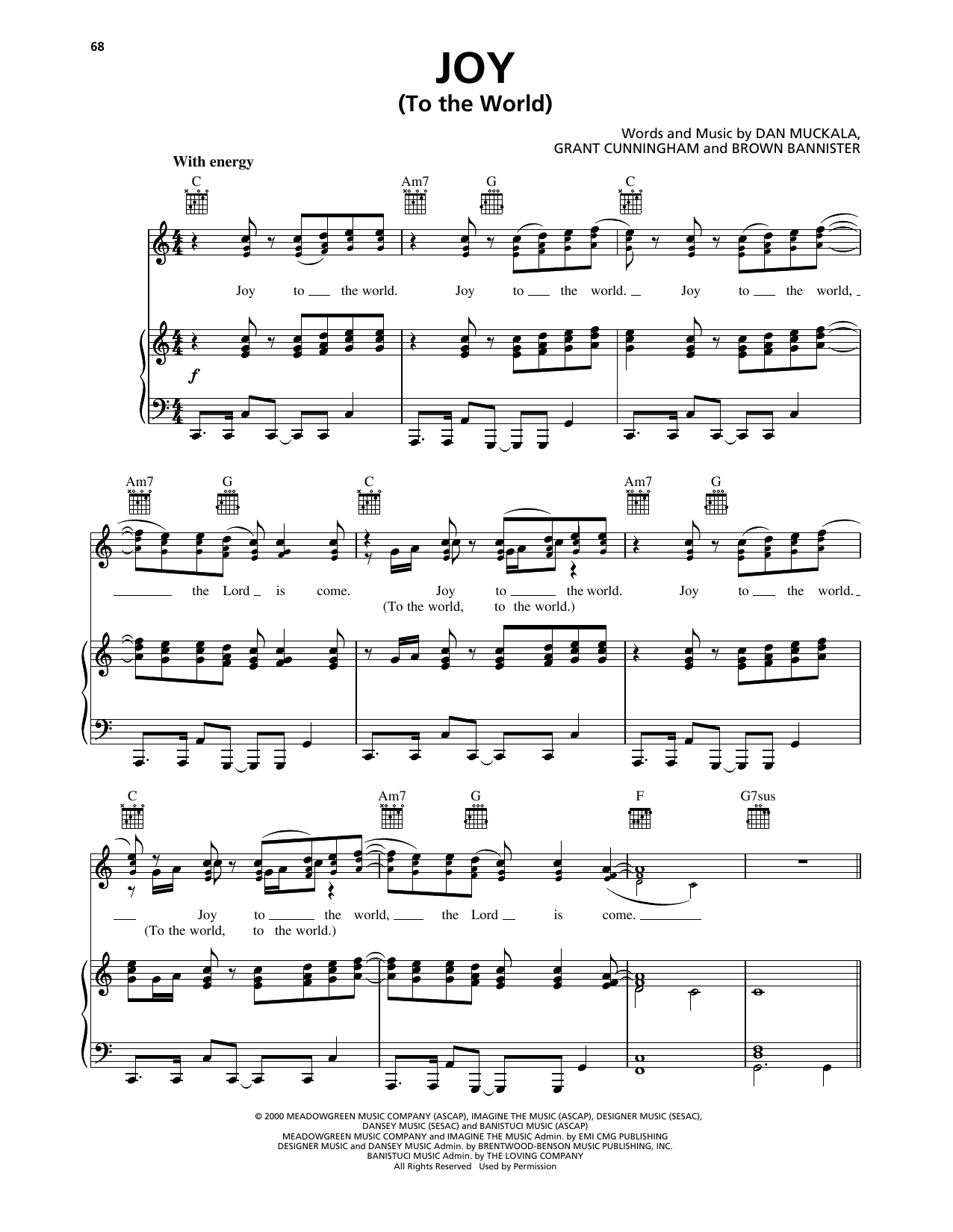 Avalon Joy (To The World) Sheet Music Notes & Chords for Piano, Vocal & Guitar Chords (Right-Hand Melody) - Download or Print PDF