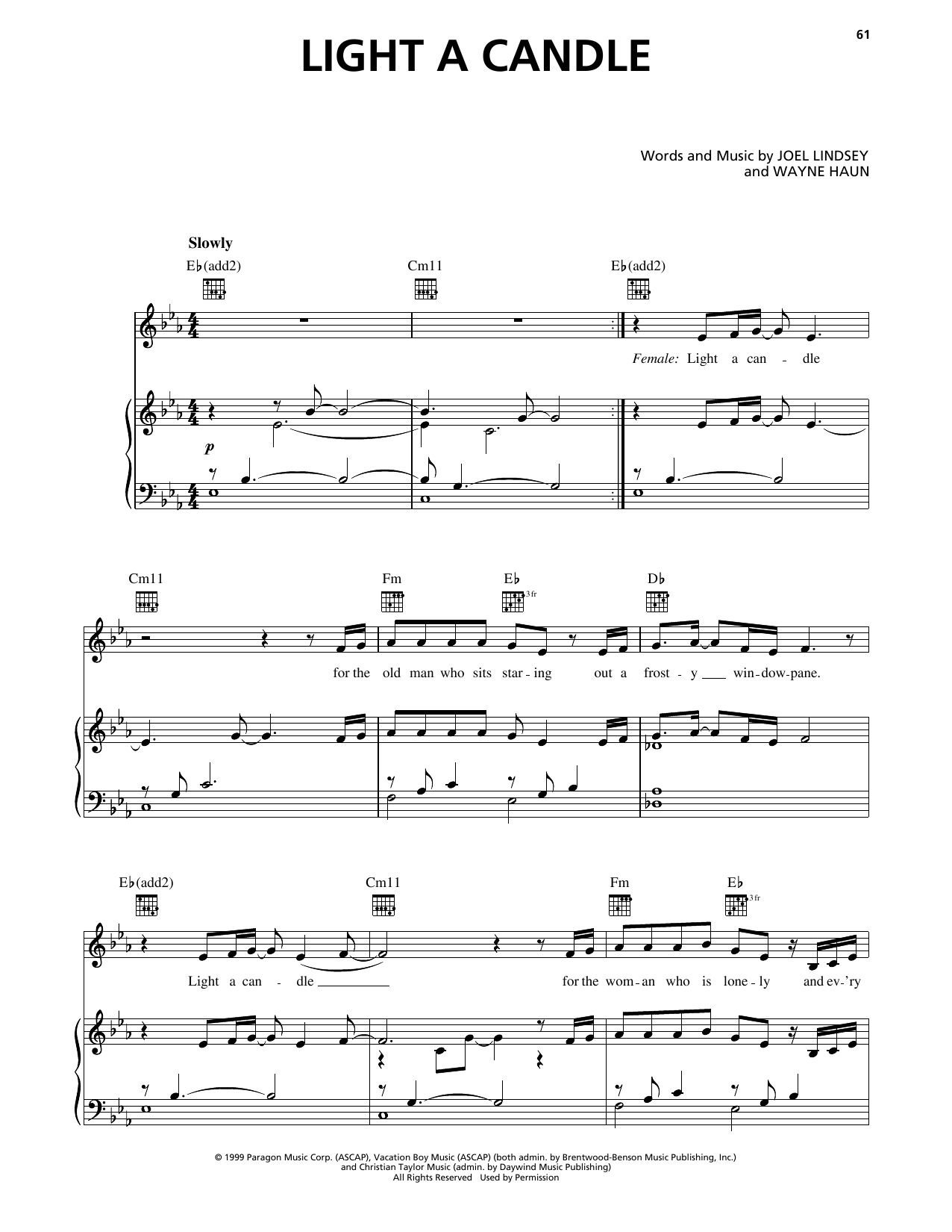 Avalon Light A Candle Sheet Music Notes & Chords for Piano, Vocal & Guitar Chords (Right-Hand Melody) - Download or Print PDF