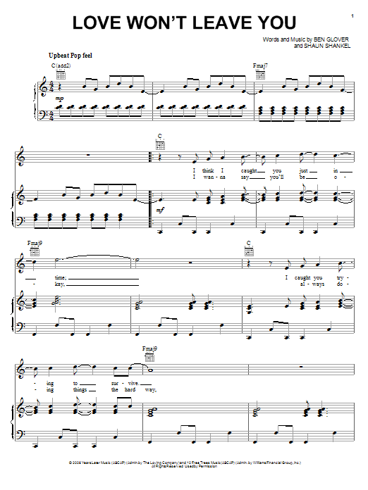 Avalon Love Won't Leave You Sheet Music Notes & Chords for Piano, Vocal & Guitar (Right-Hand Melody) - Download or Print PDF