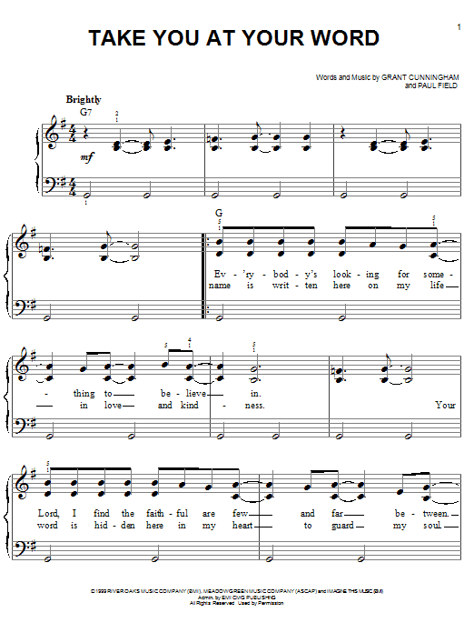 Avalon Take You At Your Word Sheet Music Notes & Chords for Easy Piano - Download or Print PDF