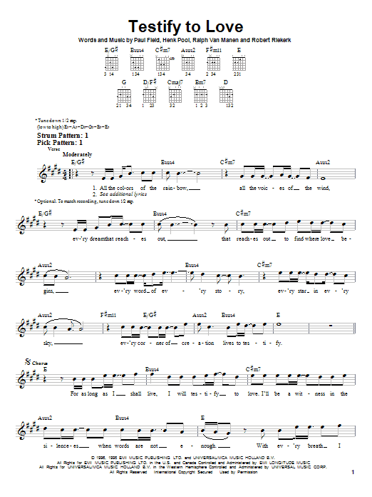 Avalon Testify To Love Sheet Music Notes & Chords for Easy Piano - Download or Print PDF