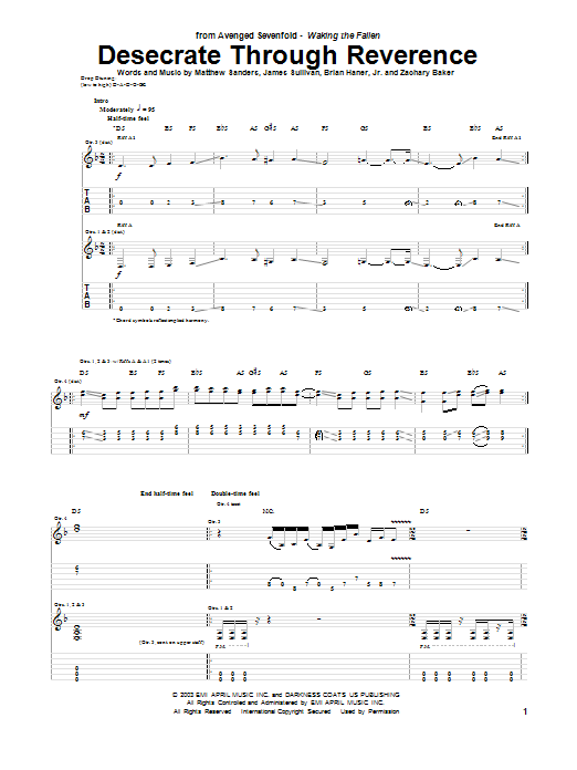 Avenged Sevenfold Desecrate Through Reverance Sheet Music Notes & Chords for Guitar Tab - Download or Print PDF