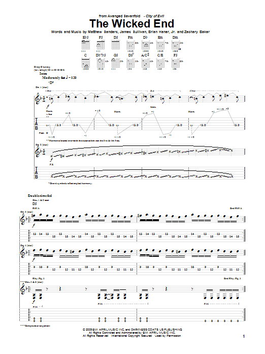 Avenged Sevenfold The Wicked End Sheet Music Notes & Chords for Guitar Tab - Download or Print PDF