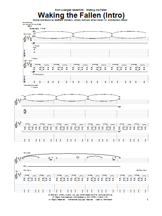 Avenged Sevenfold Waking The Fallen (Intro) Sheet Music Notes & Chords for Guitar Tab - Download or Print PDF