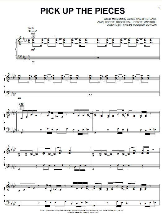 Average White Band Pick Up The Pieces Sheet Music Notes & Chords for Easy Bass Tab - Download or Print PDF