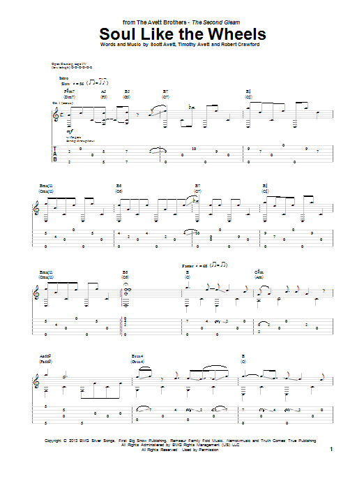 Avett Brothers Soul Like The Wheels Sheet Music Notes & Chords for Guitar Tab - Download or Print PDF