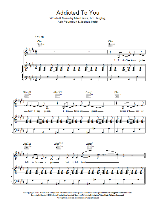 Avicii Addicted To You Sheet Music Notes & Chords for Piano, Vocal & Guitar - Download or Print PDF