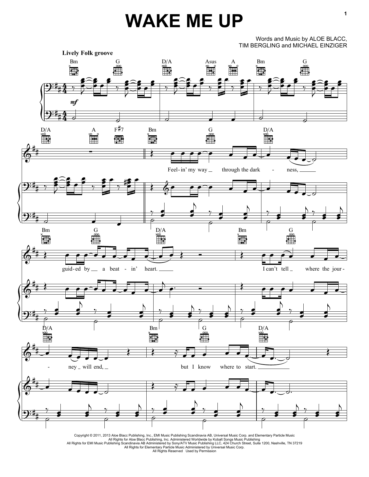 Avicii Wake Me Up! Sheet Music Notes & Chords for Easy Guitar Tab - Download or Print PDF
