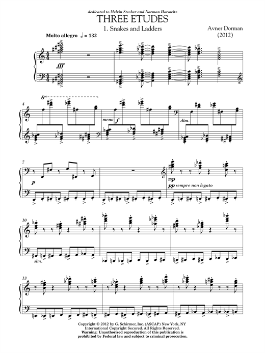Avner Dorman Three Etudes Sheet Music Notes & Chords for Piano - Download or Print PDF