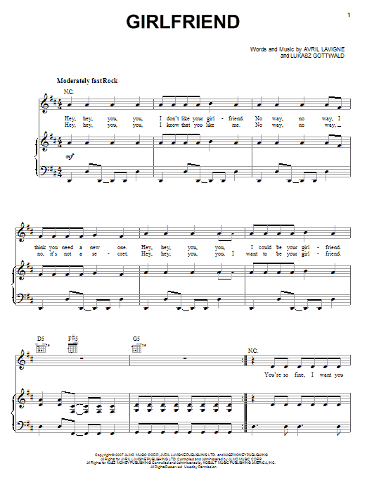 Avril Lavigne Girlfriend Sheet Music Notes & Chords for Guitar Lead Sheet - Download or Print PDF