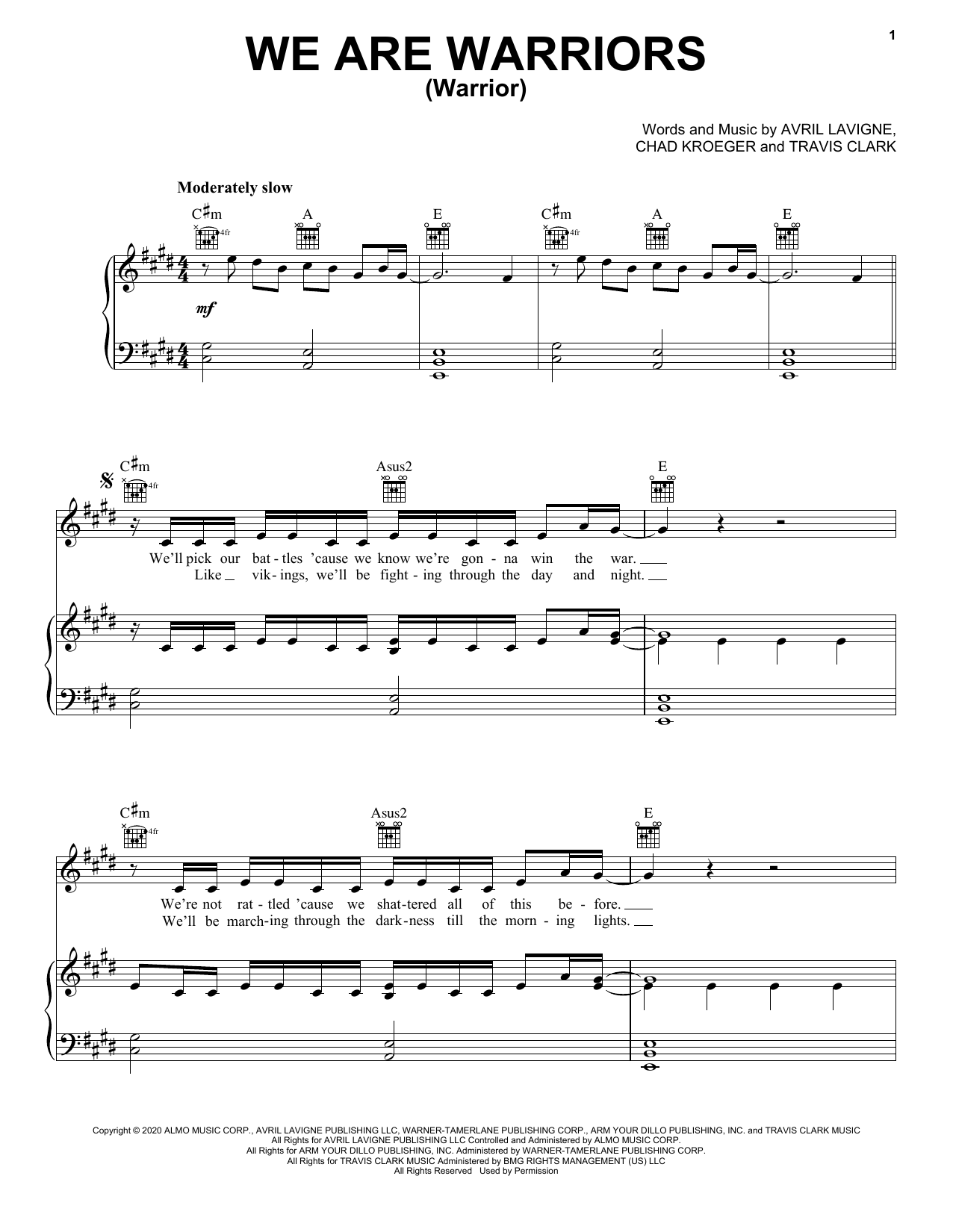Avril Lavigne We Are Warriors (Warrior) Sheet Music Notes & Chords for Super Easy Piano - Download or Print PDF