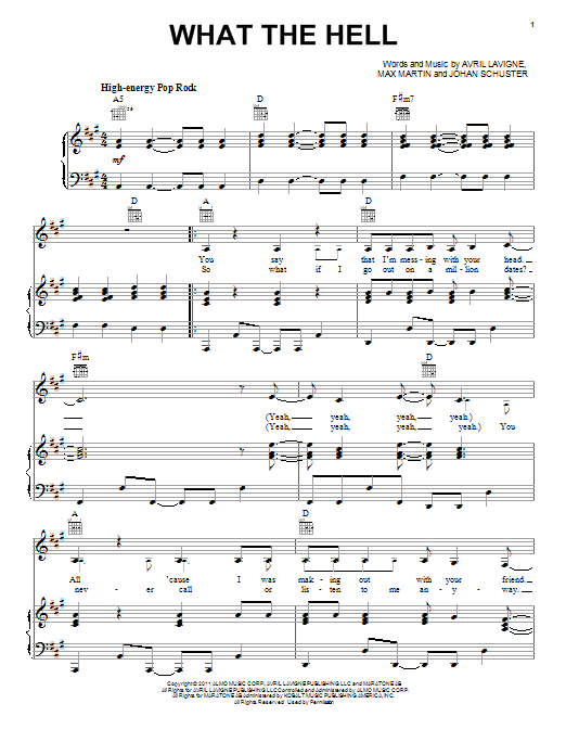 Avril Lavigne What The Hell Sheet Music Notes & Chords for Piano, Vocal & Guitar (Right-Hand Melody) - Download or Print PDF