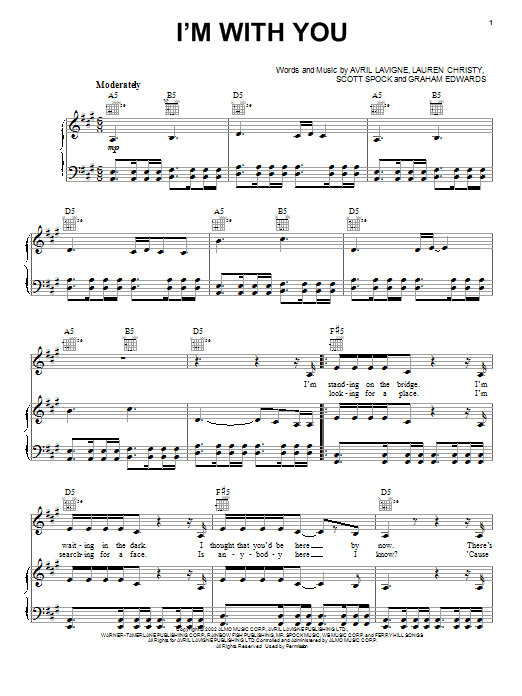 I'm With You sheet music