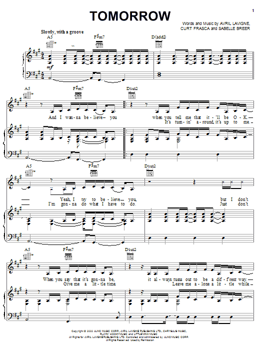 Preview Avril Lavigne Tomorrow Pop sheet music, notes and chords for Easy Piano, SKU: 23143 sheet music, piano notes, chords, guitar tabs, score, transpose, transcribe, how to play, guide, download, learn, tutorial, progression, song, artist, awards, billboard, mtv, vh1, tour, single, album, release